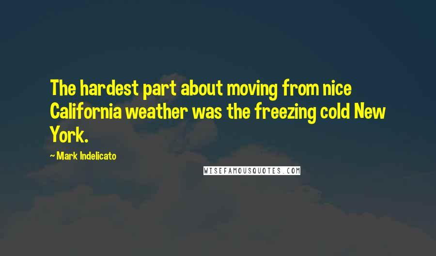 Mark Indelicato Quotes: The hardest part about moving from nice California weather was the freezing cold New York.