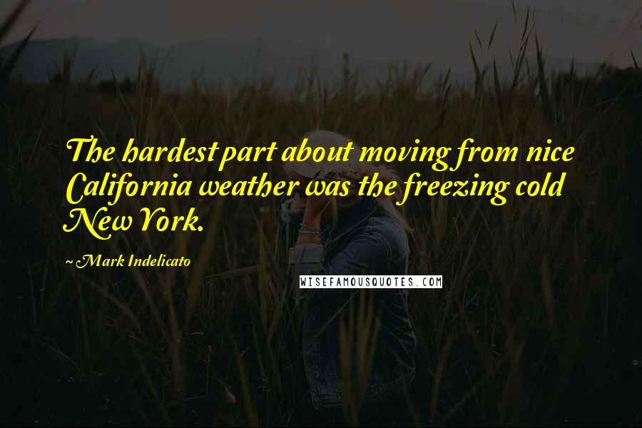 Mark Indelicato Quotes: The hardest part about moving from nice California weather was the freezing cold New York.