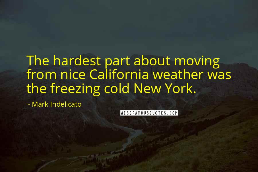 Mark Indelicato Quotes: The hardest part about moving from nice California weather was the freezing cold New York.