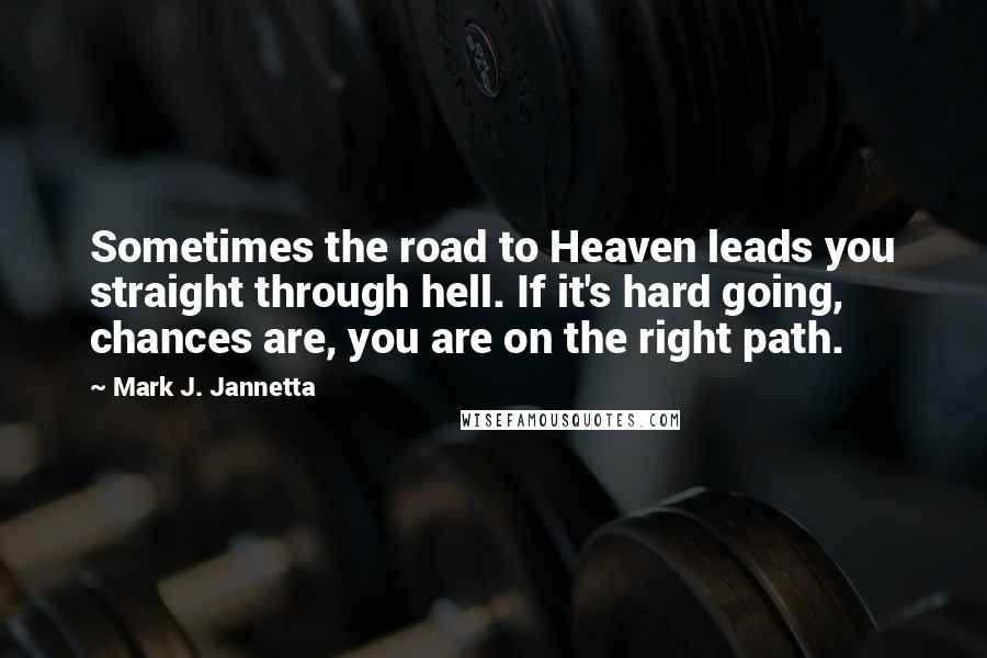 Mark J. Jannetta Quotes: Sometimes the road to Heaven leads you straight through hell. If it's hard going, chances are, you are on the right path.