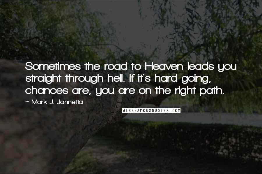 Mark J. Jannetta Quotes: Sometimes the road to Heaven leads you straight through hell. If it's hard going, chances are, you are on the right path.