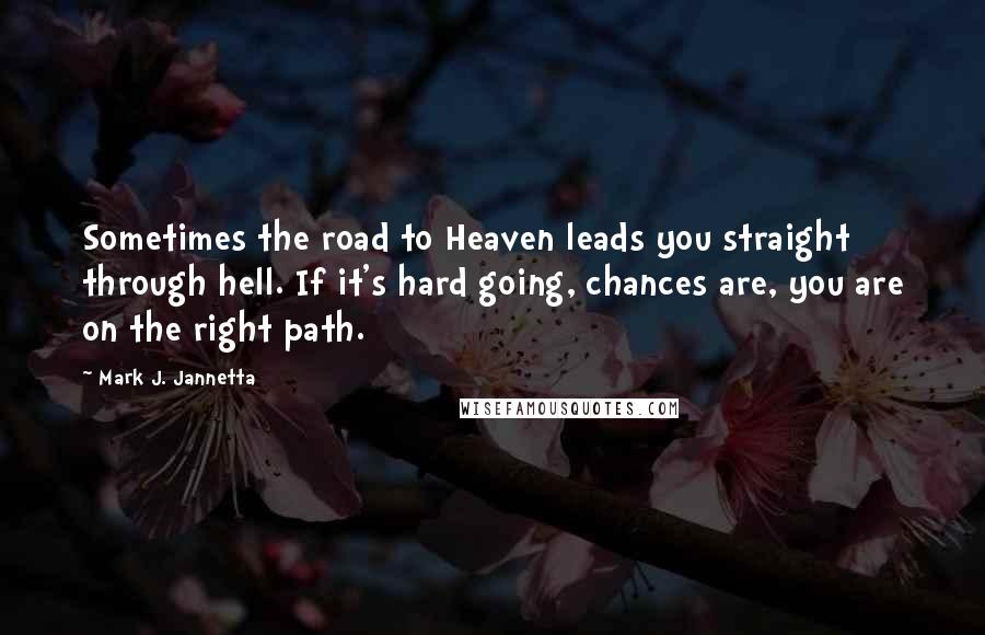 Mark J. Jannetta Quotes: Sometimes the road to Heaven leads you straight through hell. If it's hard going, chances are, you are on the right path.