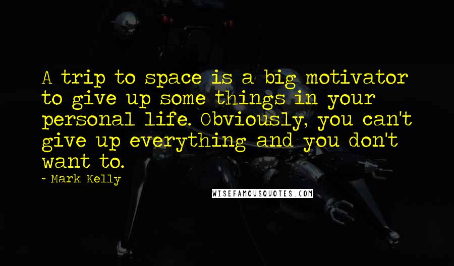 Mark Kelly Quotes: A trip to space is a big motivator to give up some things in your personal life. Obviously, you can't give up everything and you don't want to.