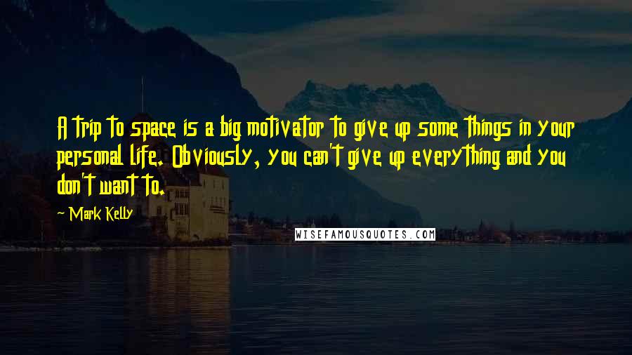 Mark Kelly Quotes: A trip to space is a big motivator to give up some things in your personal life. Obviously, you can't give up everything and you don't want to.