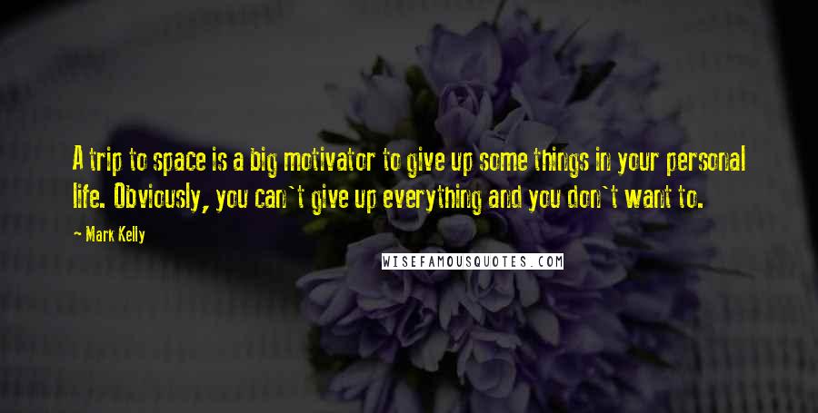 Mark Kelly Quotes: A trip to space is a big motivator to give up some things in your personal life. Obviously, you can't give up everything and you don't want to.