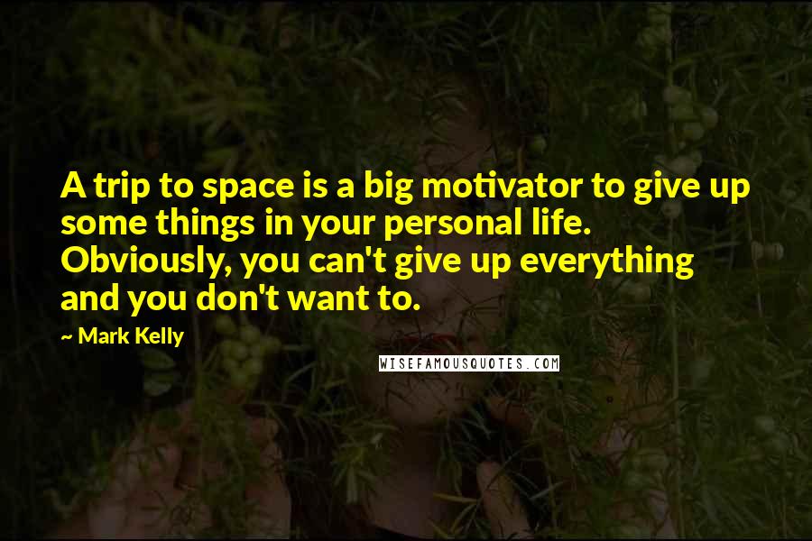 Mark Kelly Quotes: A trip to space is a big motivator to give up some things in your personal life. Obviously, you can't give up everything and you don't want to.