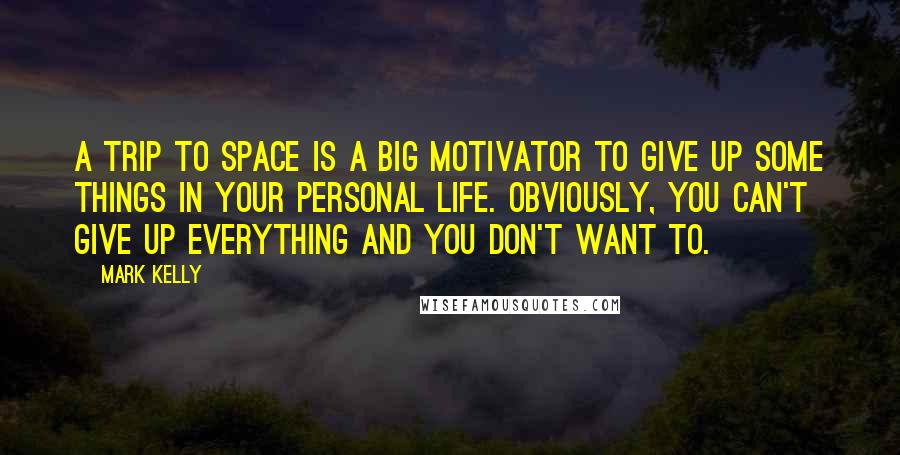 Mark Kelly Quotes: A trip to space is a big motivator to give up some things in your personal life. Obviously, you can't give up everything and you don't want to.