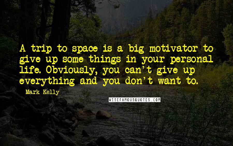 Mark Kelly Quotes: A trip to space is a big motivator to give up some things in your personal life. Obviously, you can't give up everything and you don't want to.