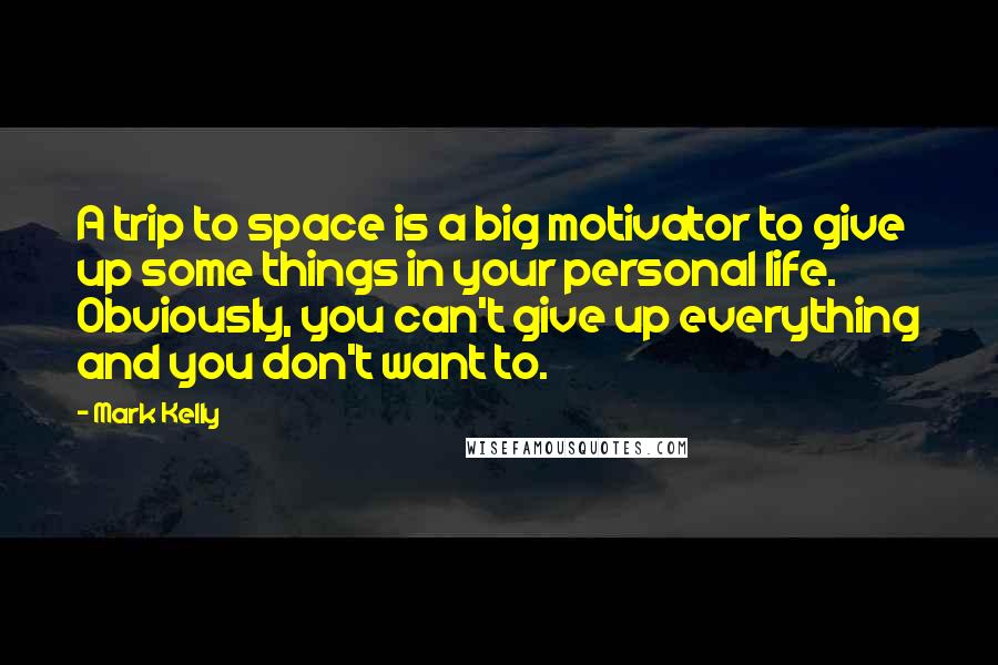 Mark Kelly Quotes: A trip to space is a big motivator to give up some things in your personal life. Obviously, you can't give up everything and you don't want to.