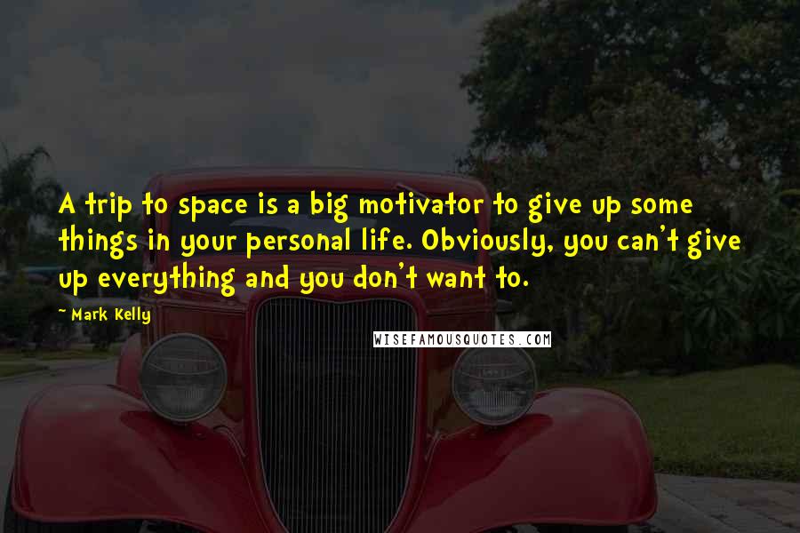 Mark Kelly Quotes: A trip to space is a big motivator to give up some things in your personal life. Obviously, you can't give up everything and you don't want to.