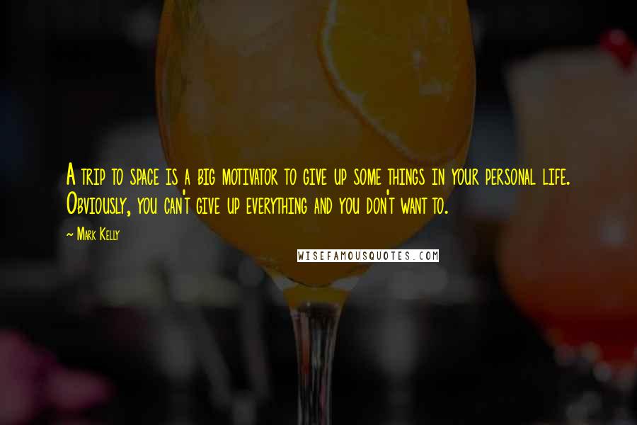 Mark Kelly Quotes: A trip to space is a big motivator to give up some things in your personal life. Obviously, you can't give up everything and you don't want to.