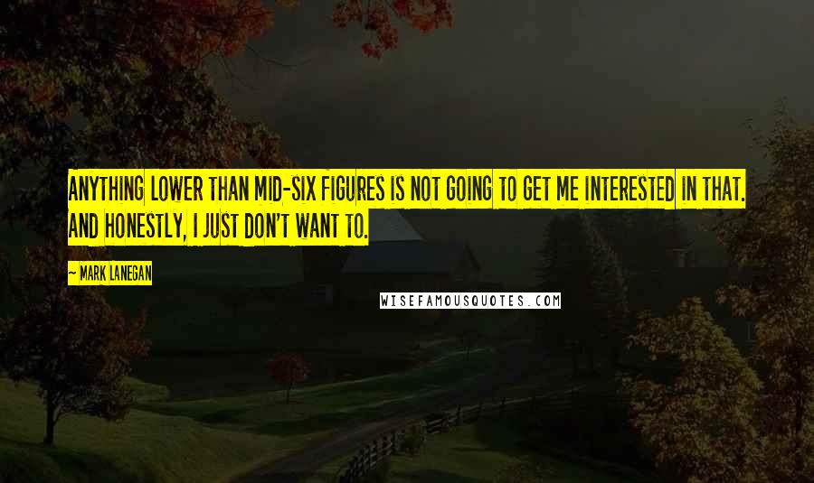 Mark Lanegan Quotes: Anything lower than mid-six figures is not going to get me interested in that. And honestly, I just don't want to.