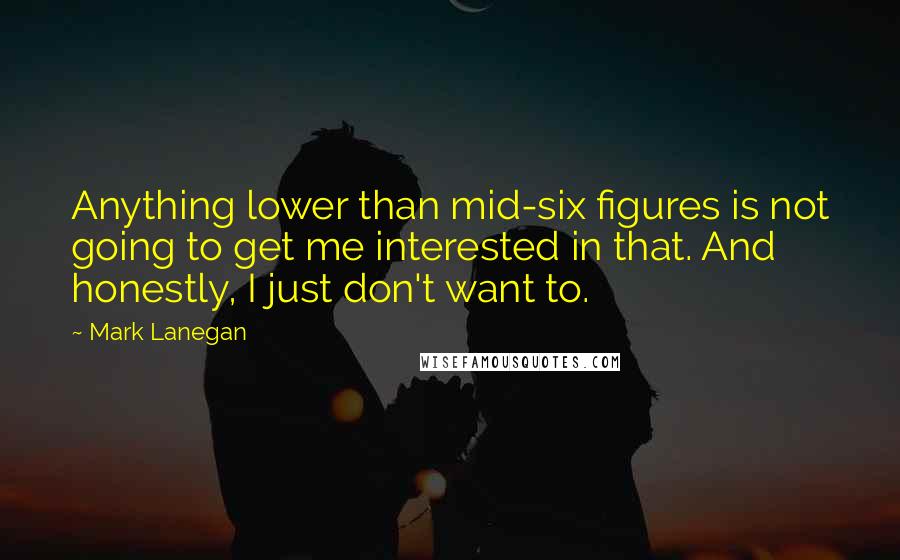 Mark Lanegan Quotes: Anything lower than mid-six figures is not going to get me interested in that. And honestly, I just don't want to.