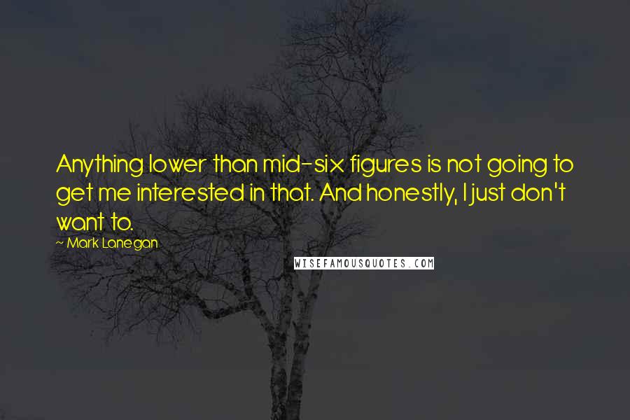 Mark Lanegan Quotes: Anything lower than mid-six figures is not going to get me interested in that. And honestly, I just don't want to.