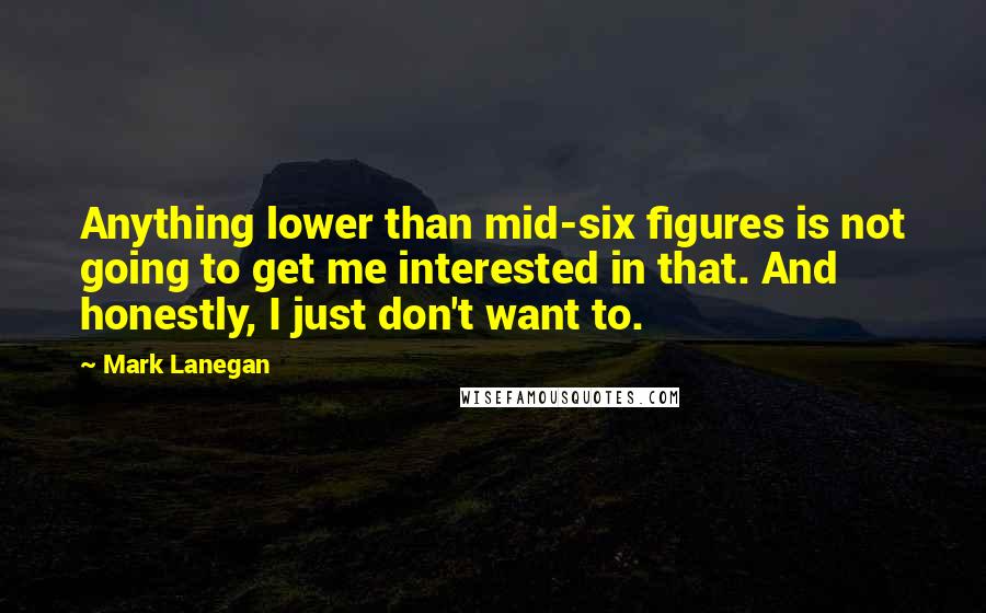Mark Lanegan Quotes: Anything lower than mid-six figures is not going to get me interested in that. And honestly, I just don't want to.