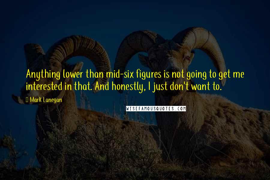 Mark Lanegan Quotes: Anything lower than mid-six figures is not going to get me interested in that. And honestly, I just don't want to.