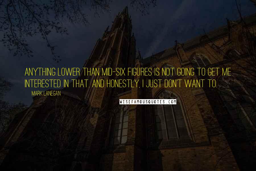 Mark Lanegan Quotes: Anything lower than mid-six figures is not going to get me interested in that. And honestly, I just don't want to.