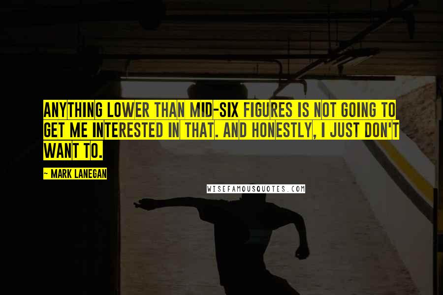 Mark Lanegan Quotes: Anything lower than mid-six figures is not going to get me interested in that. And honestly, I just don't want to.