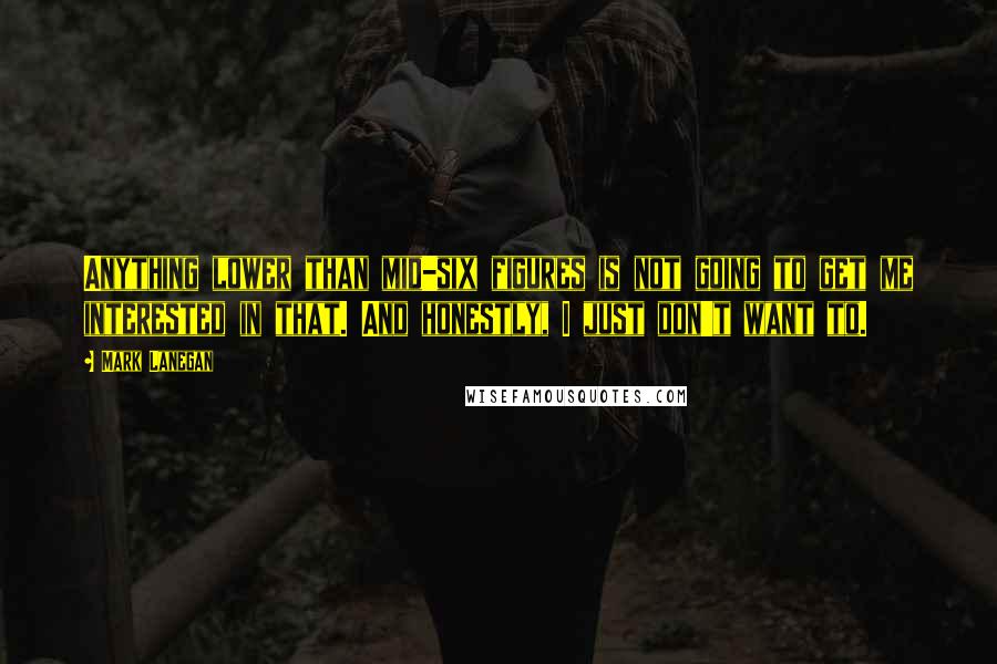 Mark Lanegan Quotes: Anything lower than mid-six figures is not going to get me interested in that. And honestly, I just don't want to.