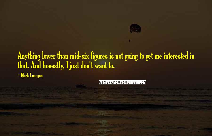 Mark Lanegan Quotes: Anything lower than mid-six figures is not going to get me interested in that. And honestly, I just don't want to.