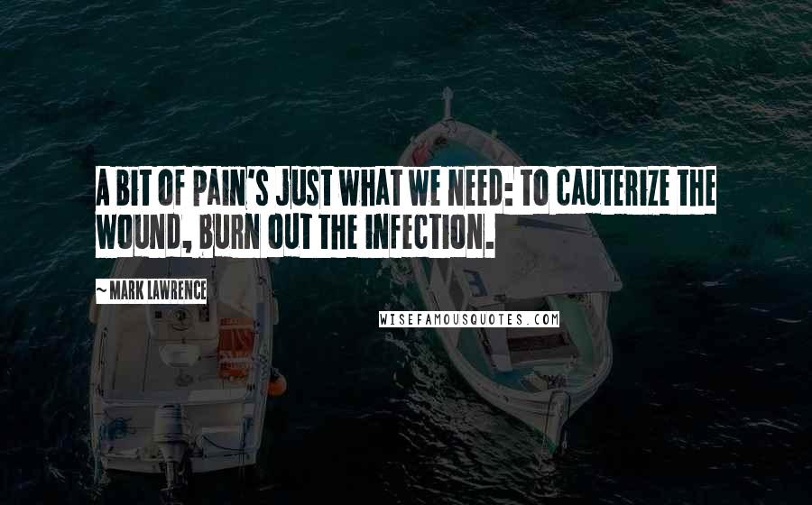 Mark Lawrence Quotes: A bit of pain's just what we need: to cauterize the wound, burn out the infection.
