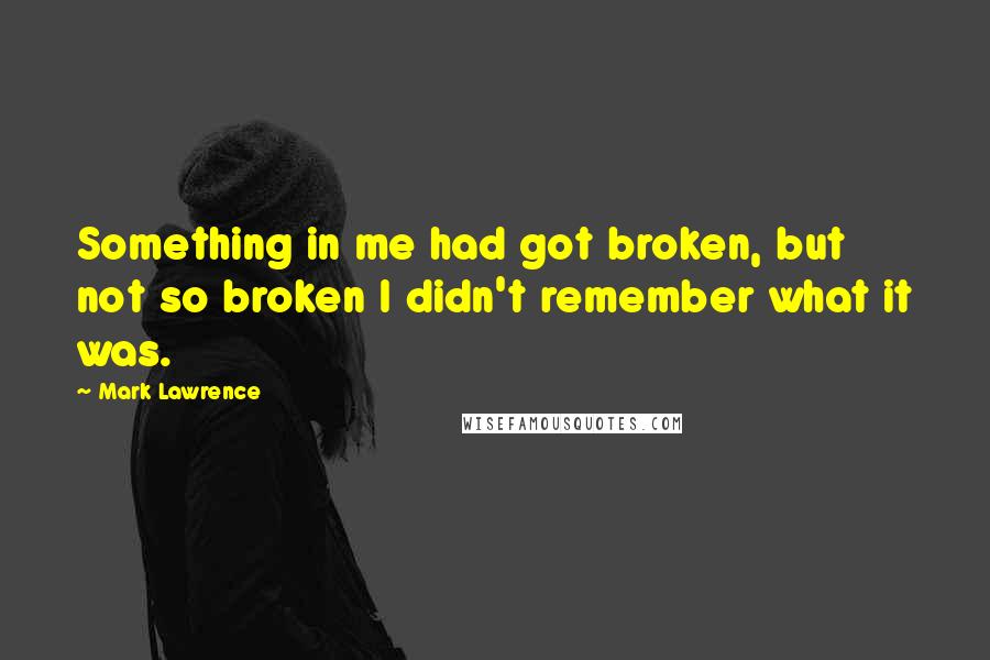 Mark Lawrence Quotes: Something in me had got broken, but not so broken I didn't remember what it was.