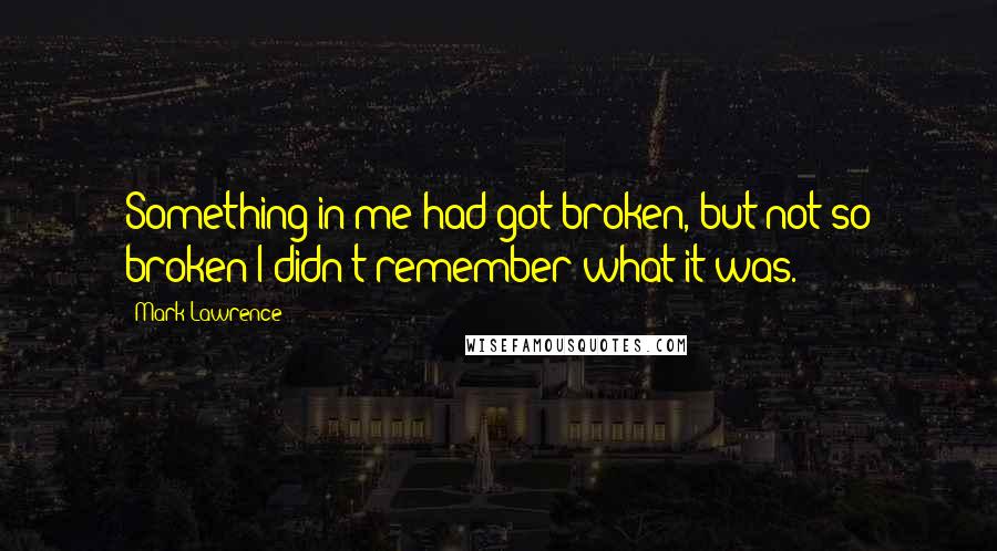 Mark Lawrence Quotes: Something in me had got broken, but not so broken I didn't remember what it was.