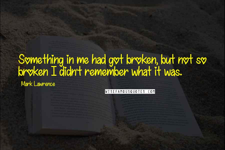 Mark Lawrence Quotes: Something in me had got broken, but not so broken I didn't remember what it was.