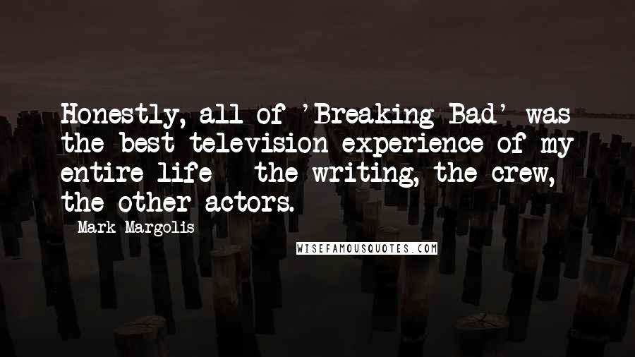 Mark Margolis Quotes: Honestly, all of 'Breaking Bad' was the best television experience of my entire life - the writing, the crew, the other actors.