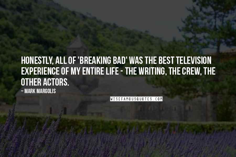 Mark Margolis Quotes: Honestly, all of 'Breaking Bad' was the best television experience of my entire life - the writing, the crew, the other actors.