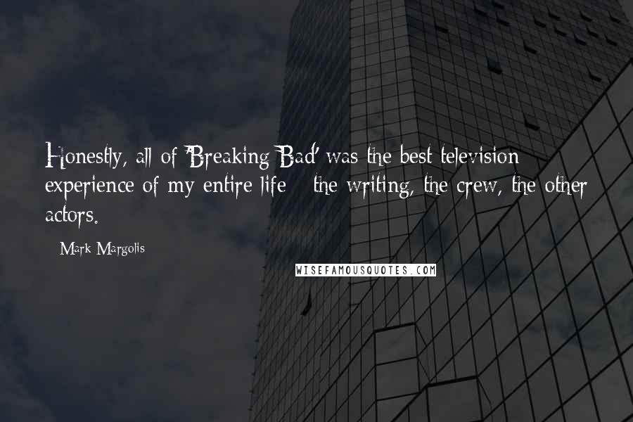 Mark Margolis Quotes: Honestly, all of 'Breaking Bad' was the best television experience of my entire life - the writing, the crew, the other actors.