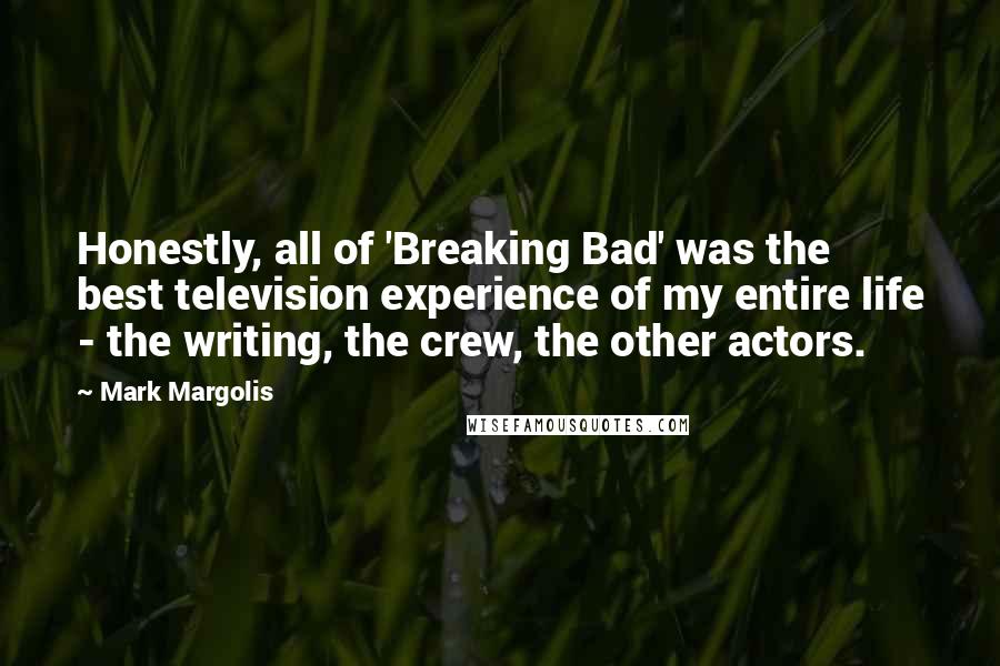 Mark Margolis Quotes: Honestly, all of 'Breaking Bad' was the best television experience of my entire life - the writing, the crew, the other actors.
