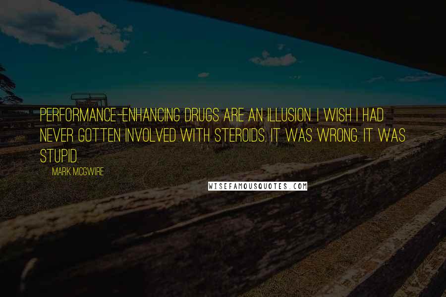 Mark McGwire Quotes: Performance-enhancing drugs are an illusion. I wish I had never gotten involved with steroids. It was wrong. It was stupid.