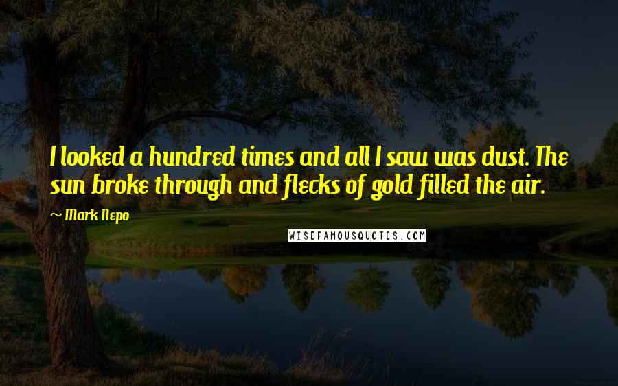 Mark Nepo Quotes: I looked a hundred times and all I saw was dust. The sun broke through and flecks of gold filled the air.