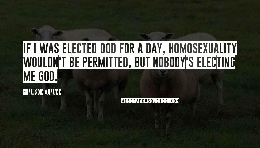 Mark Neumann Quotes: If I was elected God for a day, homosexuality wouldn't be permitted, but nobody's electing me God.