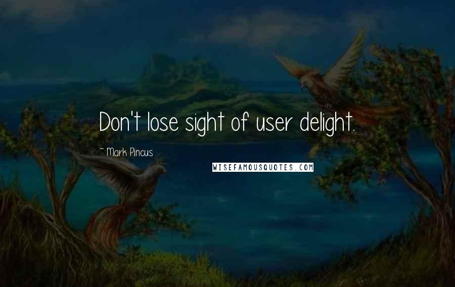 Mark Pincus Quotes: Don't lose sight of user delight.