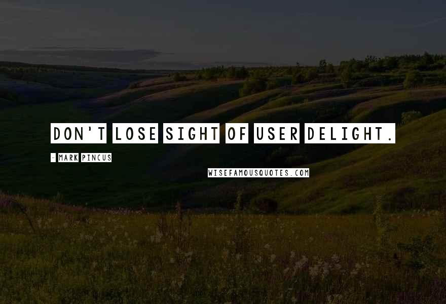 Mark Pincus Quotes: Don't lose sight of user delight.