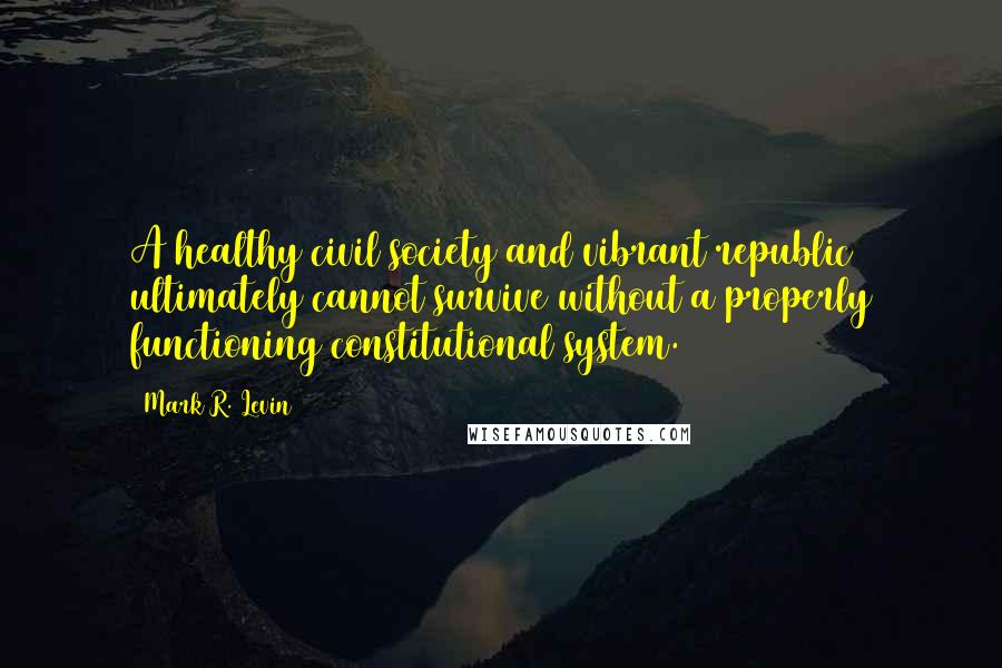 Mark R. Levin Quotes: A healthy civil society and vibrant republic ultimately cannot survive without a properly functioning constitutional system.