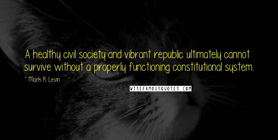 Mark R. Levin Quotes: A healthy civil society and vibrant republic ultimately cannot survive without a properly functioning constitutional system.