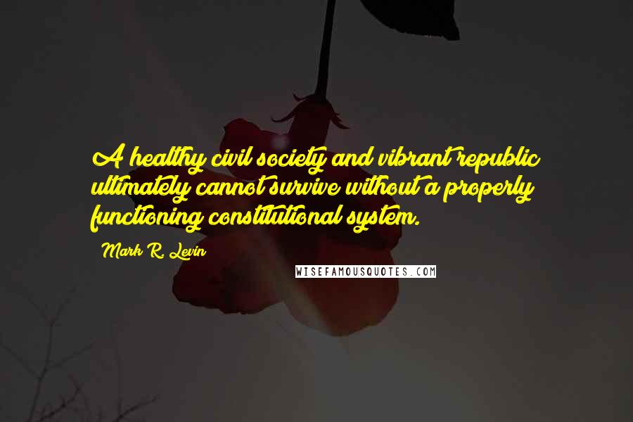 Mark R. Levin Quotes: A healthy civil society and vibrant republic ultimately cannot survive without a properly functioning constitutional system.