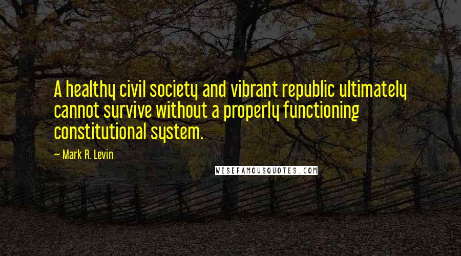 Mark R. Levin Quotes: A healthy civil society and vibrant republic ultimately cannot survive without a properly functioning constitutional system.
