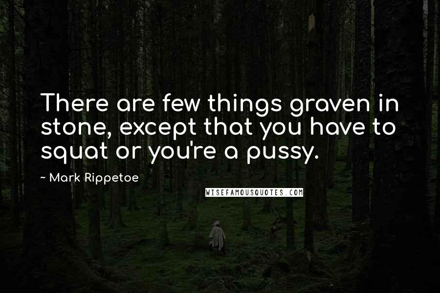 Mark Rippetoe Quotes: There are few things graven in stone, except that you have to squat or you're a pussy.