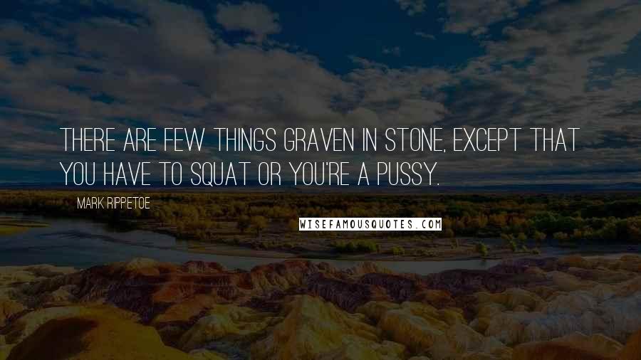 Mark Rippetoe Quotes: There are few things graven in stone, except that you have to squat or you're a pussy.