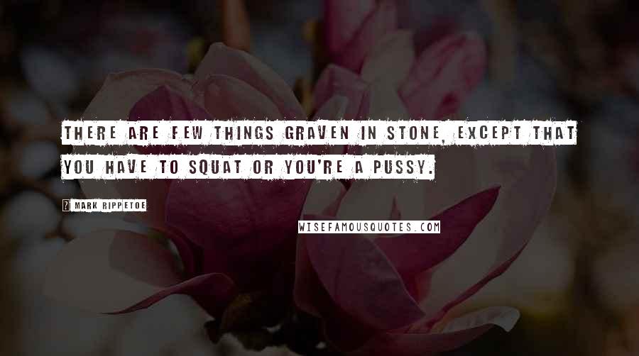 Mark Rippetoe Quotes: There are few things graven in stone, except that you have to squat or you're a pussy.