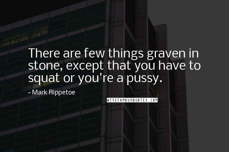 Mark Rippetoe Quotes: There are few things graven in stone, except that you have to squat or you're a pussy.