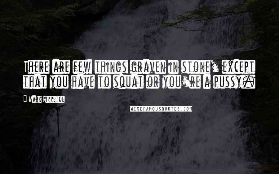 Mark Rippetoe Quotes: There are few things graven in stone, except that you have to squat or you're a pussy.