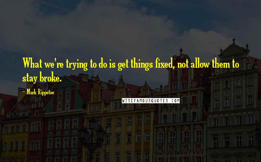 Mark Rippetoe Quotes: What we're trying to do is get things fixed, not allow them to stay broke.