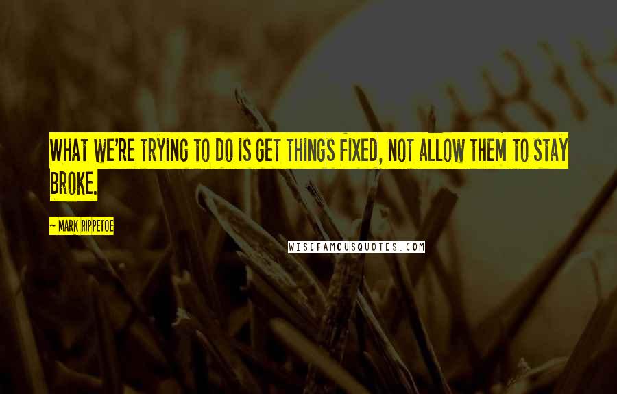 Mark Rippetoe Quotes: What we're trying to do is get things fixed, not allow them to stay broke.