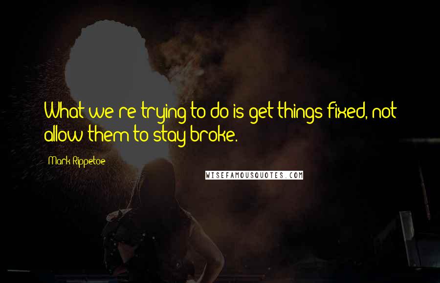 Mark Rippetoe Quotes: What we're trying to do is get things fixed, not allow them to stay broke.