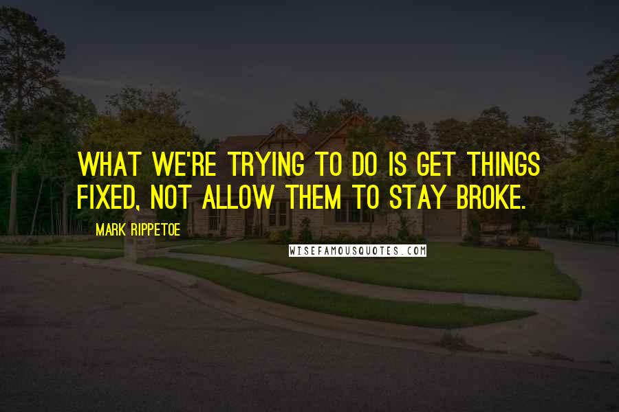 Mark Rippetoe Quotes: What we're trying to do is get things fixed, not allow them to stay broke.